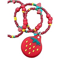 Strawberry necklace made of beads air-tag holder super fun and safe