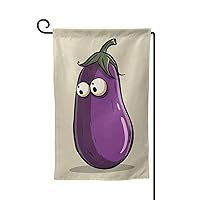Cartoon Eggplant Print Garden Flag, Outdoor Home Decorative Flag 12.5 X 18 Inch, Patio Decorative Flag