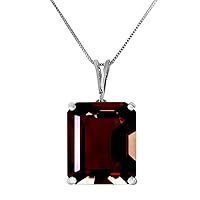 14k Solid White Gold Necklace with 7.0 Carat Octagon-Shaped Garnet Pendant
