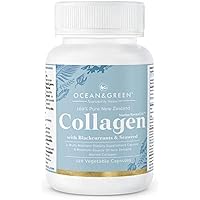 100 Pure Marine Collagen Supplements New Zealand | Multi-Nutrient Dietary Supplement | Premium Source of NZ Marine Collagen with Blackcurrants & Seaweed | 120 vege caps