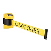 DuraSteel Wall Mount Retractable Belt Barrier - 6.5 Ft Yellow “Do Not Enter” Belt in Black & Yellow Case - Guardian 2.0 Indoor & Outdoor Caution Tape for Crowd Control Queue Barrier, Line Divider