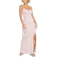 Eliza J Womens V-Neck Glitter A-line Gown Dress, Pink, 10