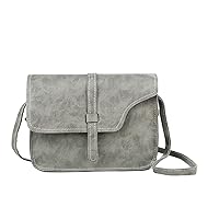Women's PU Leather Handbag Flip Shoulder Bag Satchel Crossbody Bag with Strap(Grey)