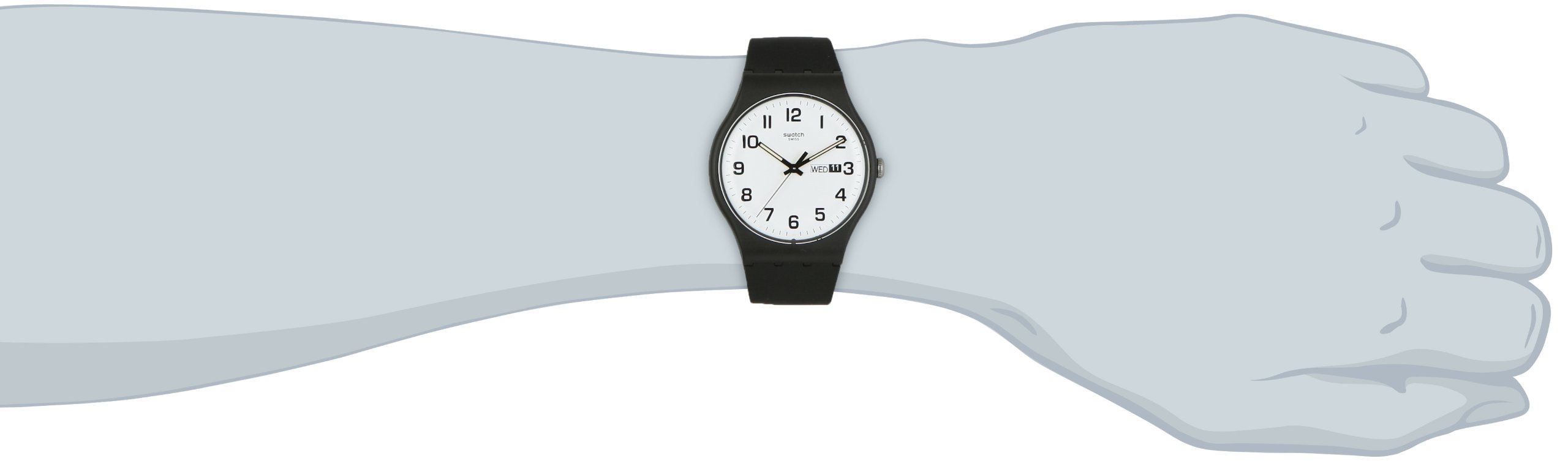 Swatch Classic Quartz Silicone Strap, Black, 20 Casual Watch (Model: SUOB705)