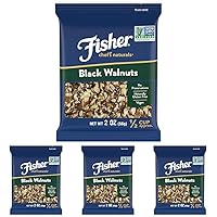 Fisher Black Walnuts, 2.00 oz (Pack of 4) Grown in United States, Raw Shelled Unsalted Nuts for Cooking, Baking, or Snacking, Naturally Gluten Free, Vegan, Keto, Plant Based Protein