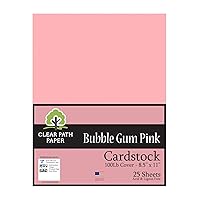 Clear Path Paper - Bubble Gum Pink Cardstock - 8.5 x 11 inch - 100Lb Cover - 25 Sheets