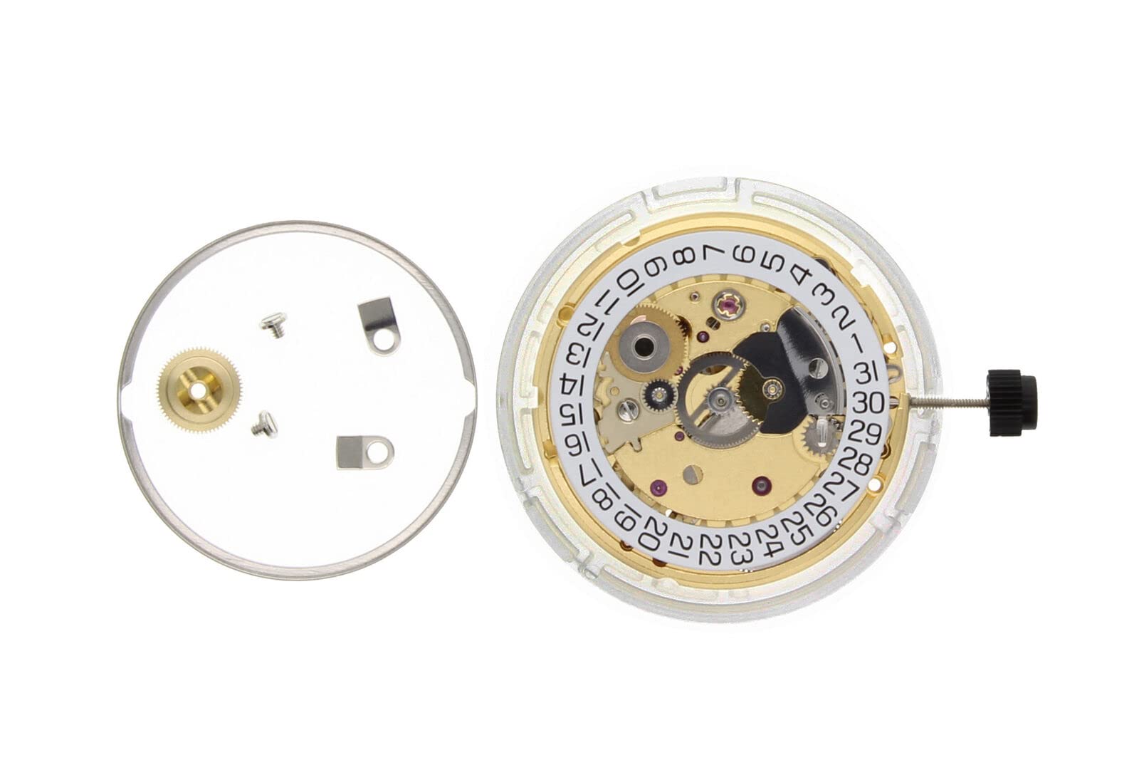 Ewatchparts Genuine Compatible with ETA 2824-2 Automatic Watch Movement 25 Jewel Date @3 Gold New Swiss Made