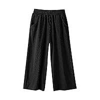 Girls Solid Color Elastic Waistband Loose Wide Leg Pants Ice Silk Soft and Comfortable Spring Girls Tall Size