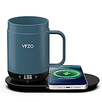 16Oz Temperature Control Smart Mug, Self Heating Coffee Mug LED Display, 180 Min Battery Life - Hot up to 149℉ Fast Wireless Charger Base Improved Design (16oz, Slate Blue)