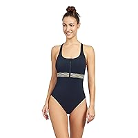 Gottex Women's Free Sport Sprint Solid Round Neck One Piece Swimsuit with Zip
