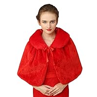 Women's Faux Fur Capes Luxury Bridal Wedding Cloak Shawl for Evening Party