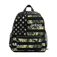 Custom American Flag Camouflage Kid's Backpack Personalized Backpack with Name/Text Preschool Backpack for Boys Customizable Toddler Backpack for Girls with Chest Strap