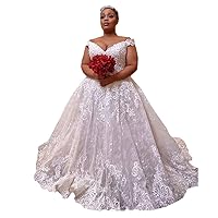 Melisa Off Shoulder Bridal Ball Gowns Lace up Corset Train Beach Wedding Dresses for Bride 2022 Plus Size