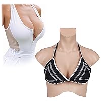 Crossdresser Silicone High Collar Breastplate, Realistic Fake Boobs B-H Cup Breast Forms for Mastectomy Transgender