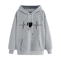 Sweatshirts For Teen Girls 2023 Heart Hoodie Cute Drawstring Pullover Sweater Teen Girls Graphic Hoodies Fall Clothes