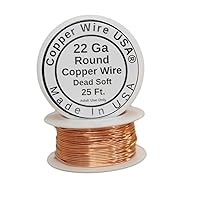 Bare Copper Wire,Dead Soft for Hobby,Craft, Jewelry Making (22 Ga - 25 Ft. Spool)