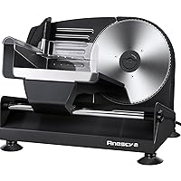 Meat Slicer, Anescra 200W Electric Deli Food Slicer with Two Removable 7.5’’ Stainless Steel Blades and Food Carriage, 0-15mm Adjustable Thickness Meat Slicer for Home, Food Slicer Machine- Black