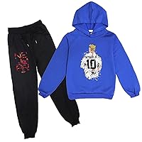 Casual Neymar Graphic Hoodie with Pants Set Little Boys 2 Pcs Clothes Outfits-Soft Hooded Tops Set for Daily Wear