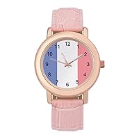 France Flag Casual Watches for Women Classic Leather Strap Quartz Wrist Watch Ladies Gift