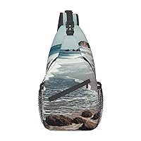 Beach Ocean Shore Sling Bag For Women and Men Crossbody Bag Small Chest Bag Travel Backpack Casual Daypack