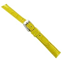 14mm DB Baby Crocodile Grain Yellow Padded Stitched Watch Band Strap