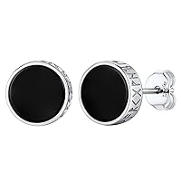 FaithHeart Sterling Silver Earrings for Men Black Onyx Stud Earrings Norse Viking Runes Ear Jewelry Hypoallergenic Lightweight Earrings with Gift Box