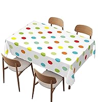 Polka Dots pattern tablecloth 60x104 inch, Rectangle Table Clothes for 6 Ft Tables - Waterproof Stain Wrinkle Resistant Reusable Print table cloths for kitchen camping birthday dining dinner outdoor