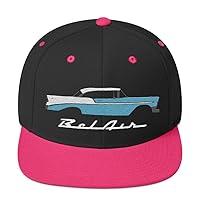 1956 Chevy Bel Air Turquoise Antique Car Collector Cars 56 Belair Snapback Hat Embroidered Adjustable snap Back