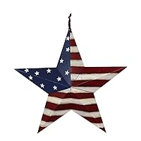 American Barn Star, Metal Patriotic Old Glory Americana Flag Barn Star Wall Decor for July of 4th Independence Day (S-Stripes)