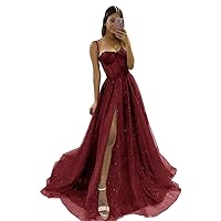 Teens Prom Dress Long Glitter Tulle Prom Dresses 2023 Spaghetti Straps Formal 3D Flowers Evening Party Gowns with Slit