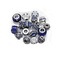 Ten (10) of Assorted Shades of Color Rhinestones Beads (Styles You Will Receive are Shown in Picture Random 10 Beads Mix) Charms for Snake Chain Charm Bracelet