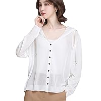 Women's Cardigan, Summer Knit, Casual Hoodie, UV Protection, Thin, Tops, Cooling Protection, Sheer Tulle, Long Sleeve, Flare Body Cover, Stylish Sunscreen, Outerwear, Commuting, Everyday, Summer,