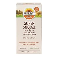 Super Snooze Melatonin 5mg Plus Herbal Blend, Supports Sound, Quality Sleep, 90 Capsules