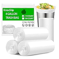 4 Gallon Small Trash Bags - 110 Count 4 Gallon Trash Bag for Office Bedroom, Small Garbage Bags for Bathroom, 4 Gallon Small Trash Can Liners-Clear