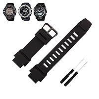 Rubber 18MM Silicone Watch Bands Replacement Fit for Casio Proterk PRG-270 PRG-250 PRG-500 PRW-2500 PRW-3500 PRW-5100 Pro terk Strap Wirstband With Black/Silver Stainless Steel Buckle for Men and Women