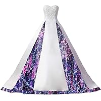 Strapless Camo and Satin Wedding Dresses Bridal Reception Dresses Lace Long