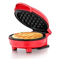 Holstein Housewares Personal Non-Stick Waffle Maker, Red - 4-inch Waffles in Minutes