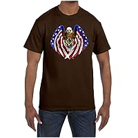 Patriotic Flag Eagle Wings Holding Square & Compass Masonic Men's Crewneck T-Shirt