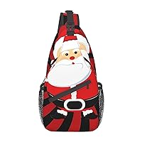 Cute Christmas Man Sling Backpack, Multipurpose Travel Hiking Daypack Rope Crossbody Shoulder Bag