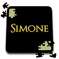 3dRose Simone Beautiful Girl Baby American Name. Yellow on Black Charm - Puzzles (pzl_353867_2)
