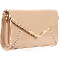 DEXMAY Women Envelope Evening Clutch Handbag Faux Patent Leather Foldover Clutch Bag Formal Purse