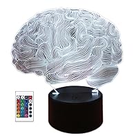3D Human Brain Night Light, 3D Lamp Kits with Touch and Remote Control Illusion LED Night Light 7 Color Change for Kids Holiday Gift Room Decoration