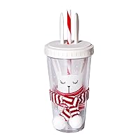 nikl Warm Heart Gauntlet Cute Rabbit Water Cup Creative Cup Flat Lid Straw Cup Double Layer Plastic Cup