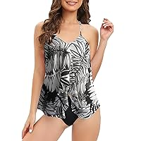 Swimsuit Tops for Teens Suits Plus Size Print Strappy Back Set Two Piece Swimsuits Swimdress