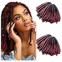 6 Pack Spring Twist Crochet Hair Locs Braiding Soft Braids Spring Wave Stretched Faux Afro Black Water Human Women Curly Freetress Braid Short Extensions Long Kids Ombre Bohemian Ginger Twisted Braided Cuban (8inch, tbug)