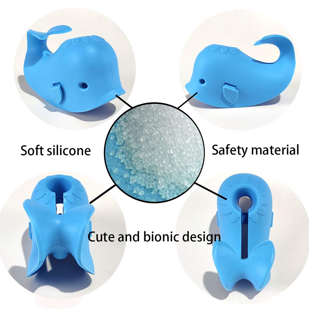 Faucet Cover Bathtub Baby Tub - Bath Spout Cover Baby Bathtub, Faucet Cover Baby Bathtub Silicone Whale for Kids, Toddlers, Blue (ALIBEBE)