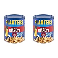 PLANTERS Salted Cocktail Peanuts, 16 oz. Resealable Jar - Cholesterol Free Heart Healthy Snack - A Good Source of Essential Nutrients - Premium Quality Peanuts - Kosher (Pack of 2)