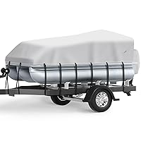 Pontoon Boat Cover, Waterproof 900D Pontoon Cover with Motor Cover, 21-24 FT Canvas Boat Cover for Pontoon, Gray