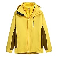 Men's Outdoor Waterproof Jackets Windbreaker Coats Winter Warm Double Placket Fleece Jacket Full Zip Hooded Overcoat