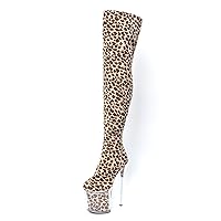 Exotic 20cm Round Toe Strip Pole Dance Sexy Fetish High Heels 8Inch Nightclub Leopard Print Over The Knee Boots Gladiator Models